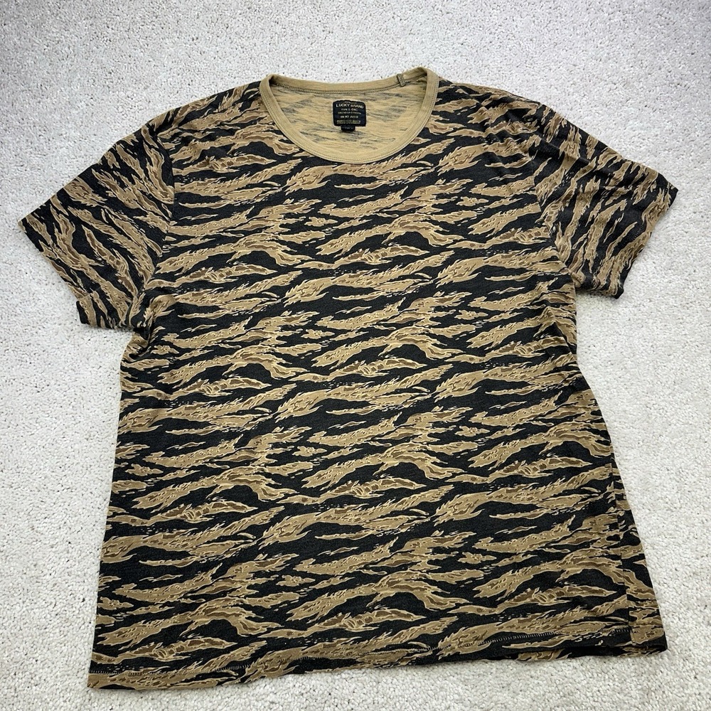 Lucky Brand Shirt Mens XL Green Camo Shirt Type L 54C Military Safari Utility